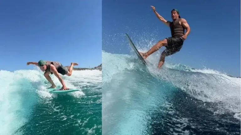 Αθλητής Wakesurf σε δράση στη Βουλιαγμένη κατά τη διάρκεια αγώνων