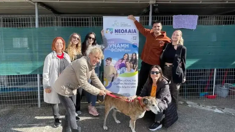 Μέλη του Συμβουλίου Νεολαίας Ελληνικού – Αργυρούπολης κατά την επίσκεψή τους στον χώρο προσωρινής φιλοξενίας αδέσποτων ζώων.